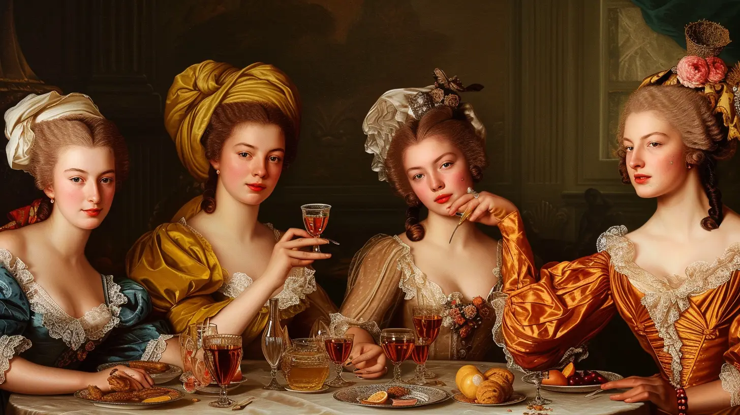 A Group Of Hot French Women A Party 1700s