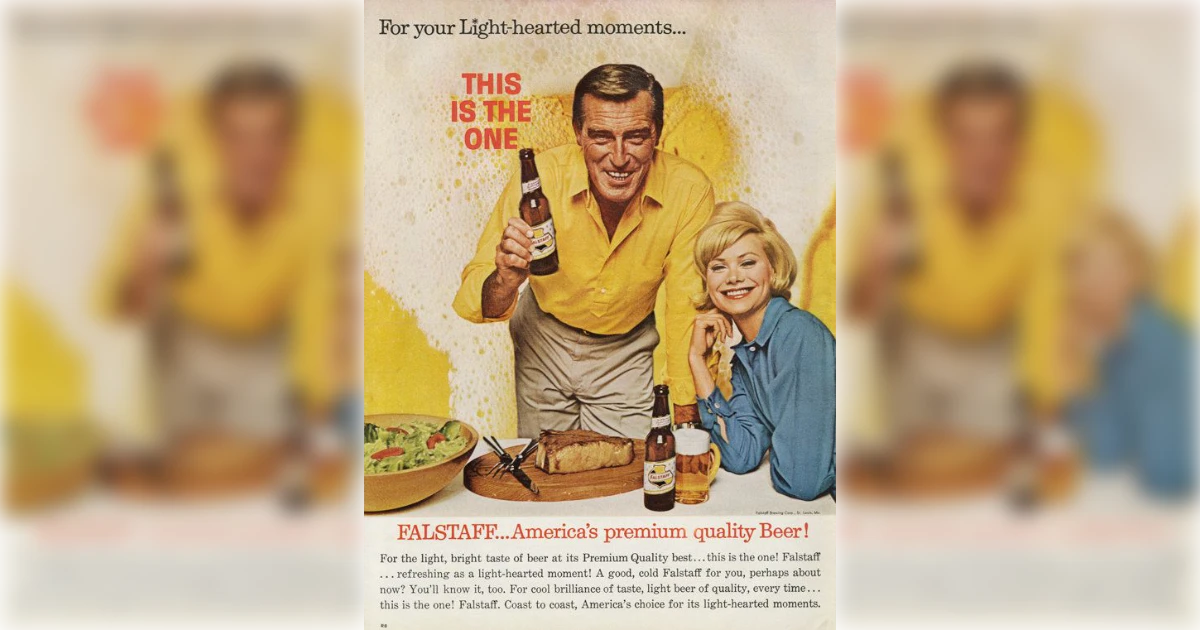 Falstaff Vintage Falstaff beer magazine ad with couple and steak dinner