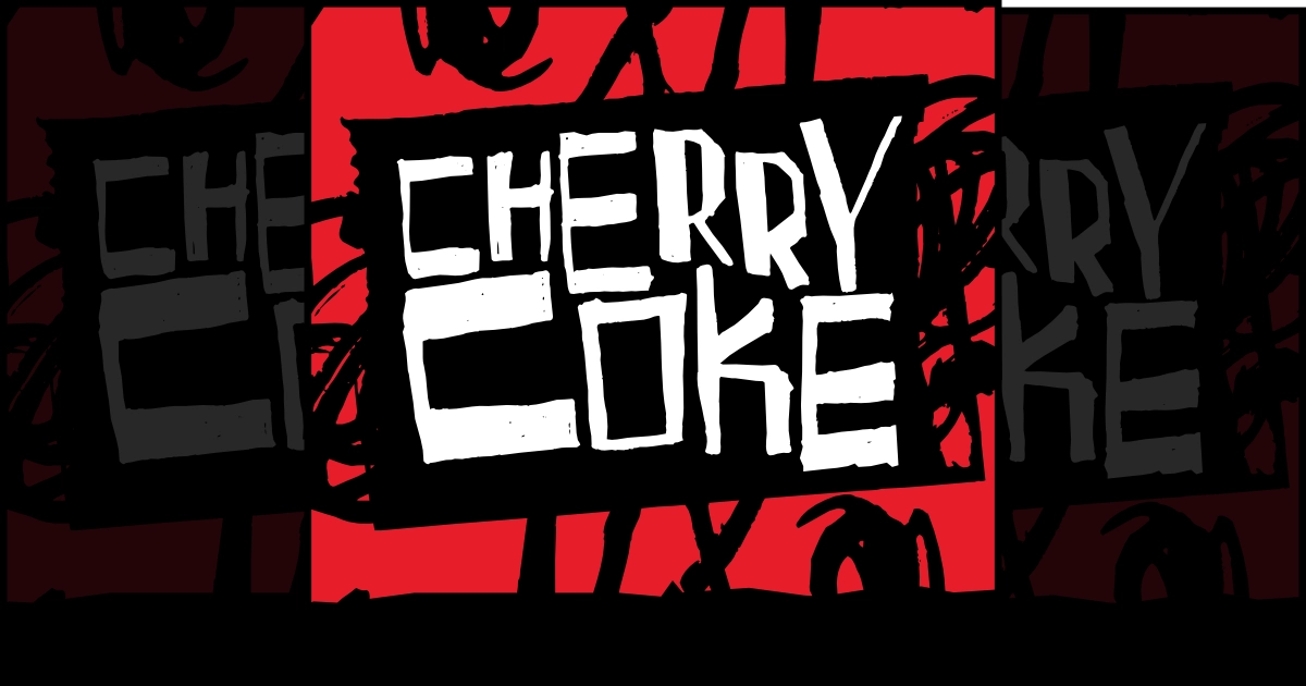 Grunge-style black and red 1990s Cherry Coke logo