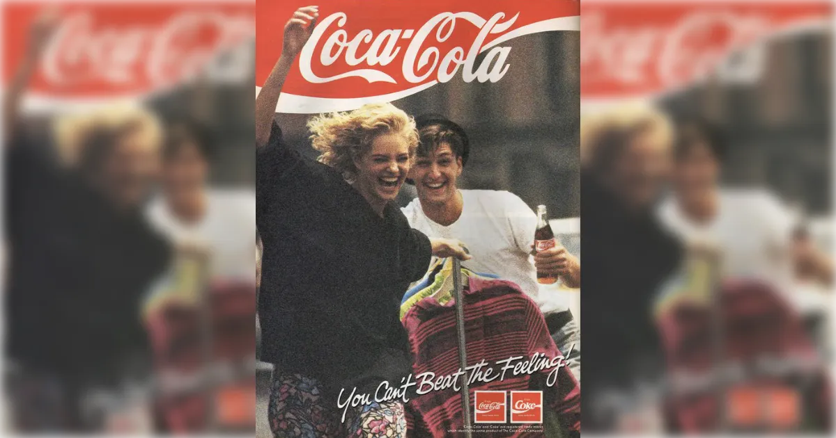The Coca-Cola Company You Can't Beat The Feeling 1980s Coca-Cola magazine ad with laughing couple