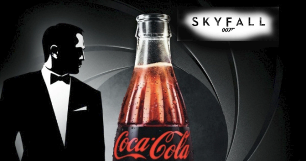 The Coca-Cola Company Coca-Cola bottle beside a James Bond silhouette and Skyfall 007 logo