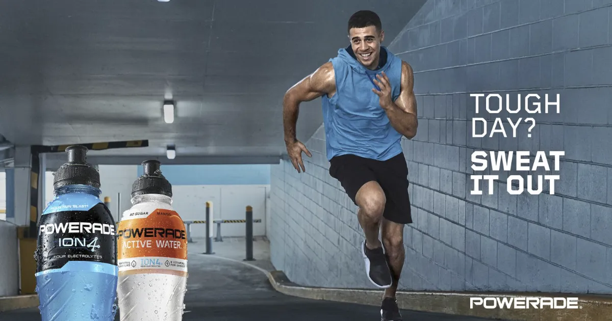 The Coca-Cola Company Powerade ION4 and Active Water bottles in Tough Day running ad