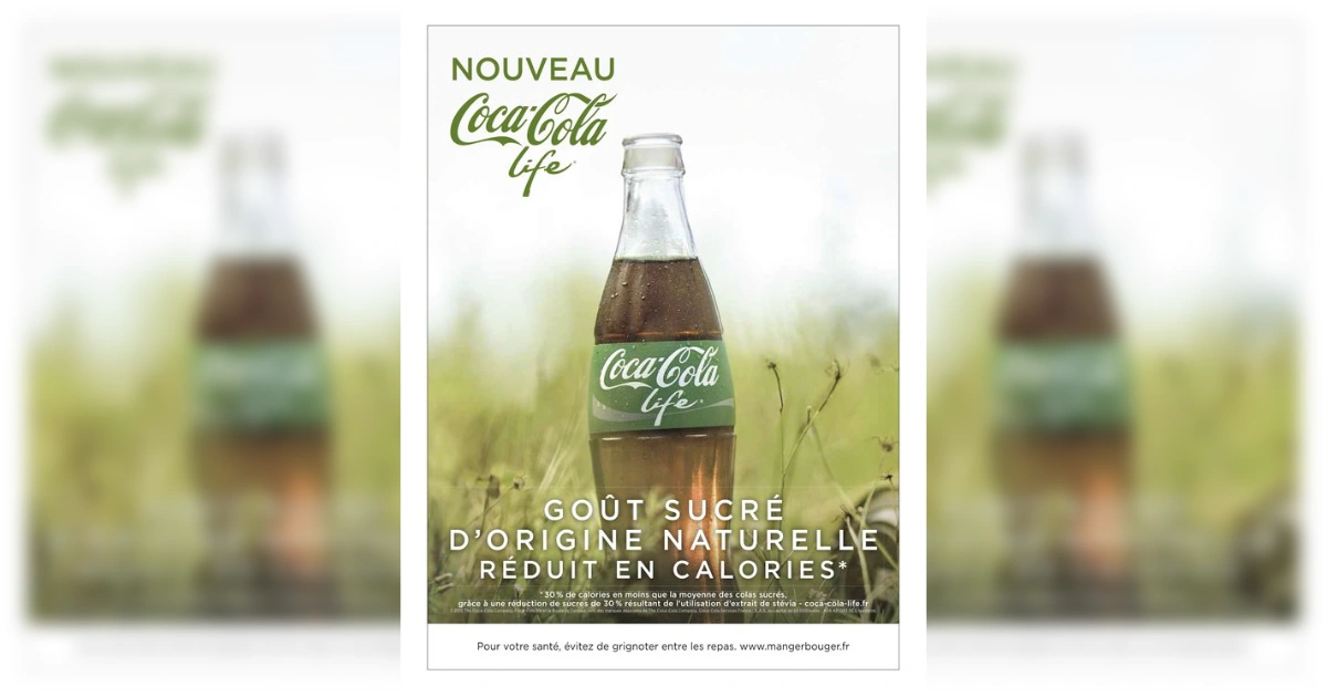 The Coca-Cola Company French Coca-Cola Life print ad with green-label bottle
