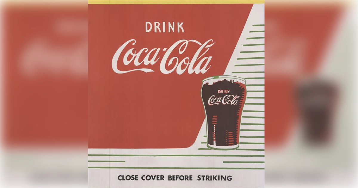 Warhol matchbook painting of a Drink Coca-Cola glass on red