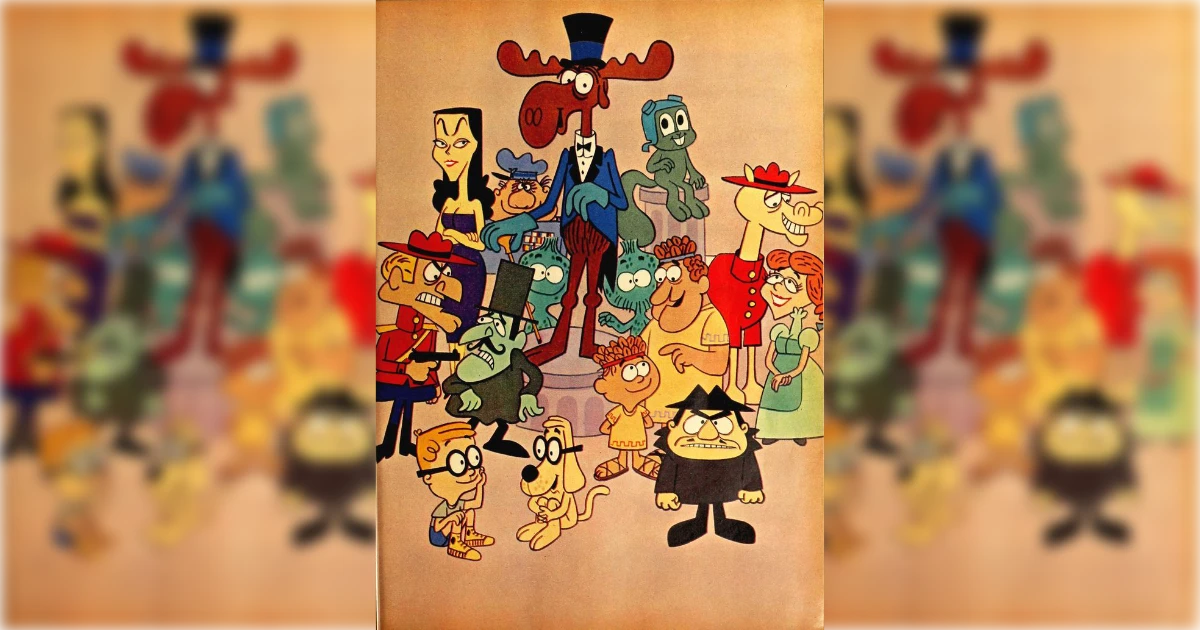 Rocky & Bullwinkle Vintage poster of Bullwinkle and the Jay Ward cartoon cast