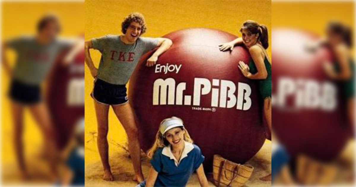 1970s Mr. Pibb beach ad with giant red ball