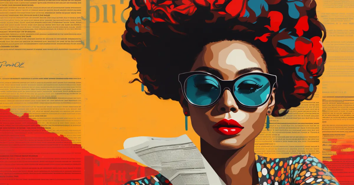 Pop art woman in sunglasses reading a newspaper © History Oasis Pop art illustration of woman in sunglasses holding a newspaper