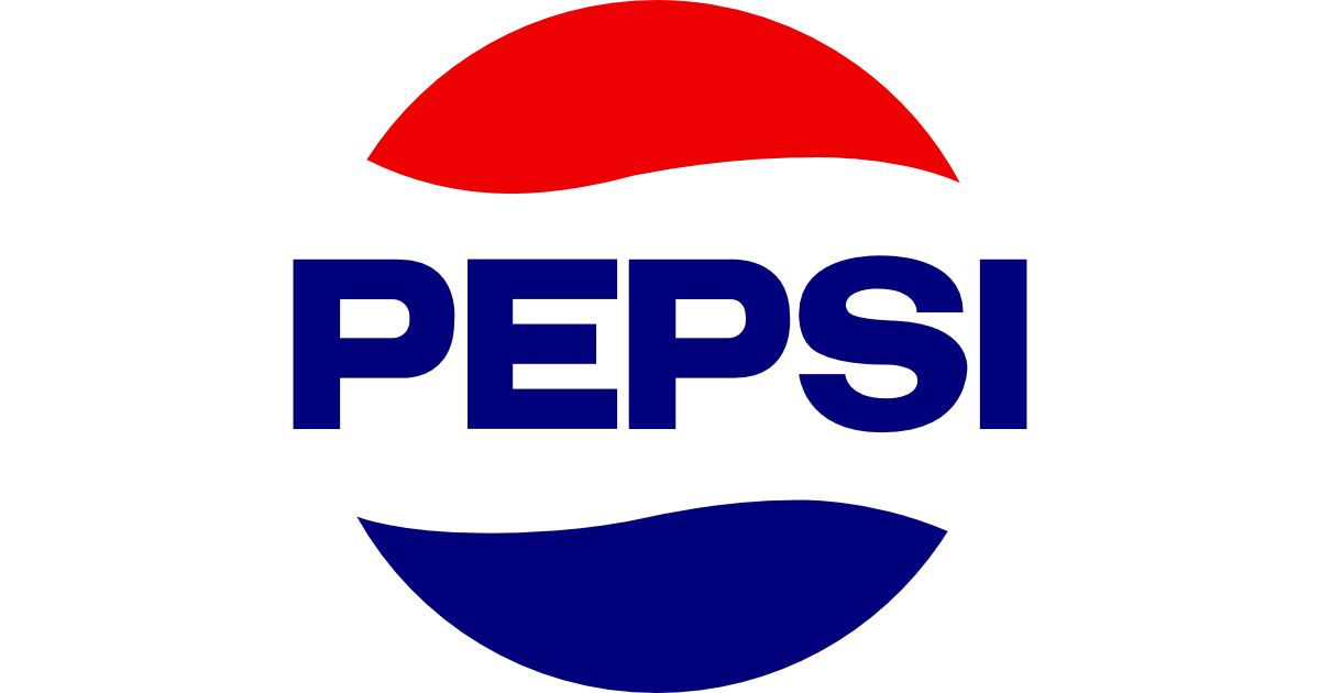 1969 Pepsi globe logo, blue block PEPSI between red and blue waves
