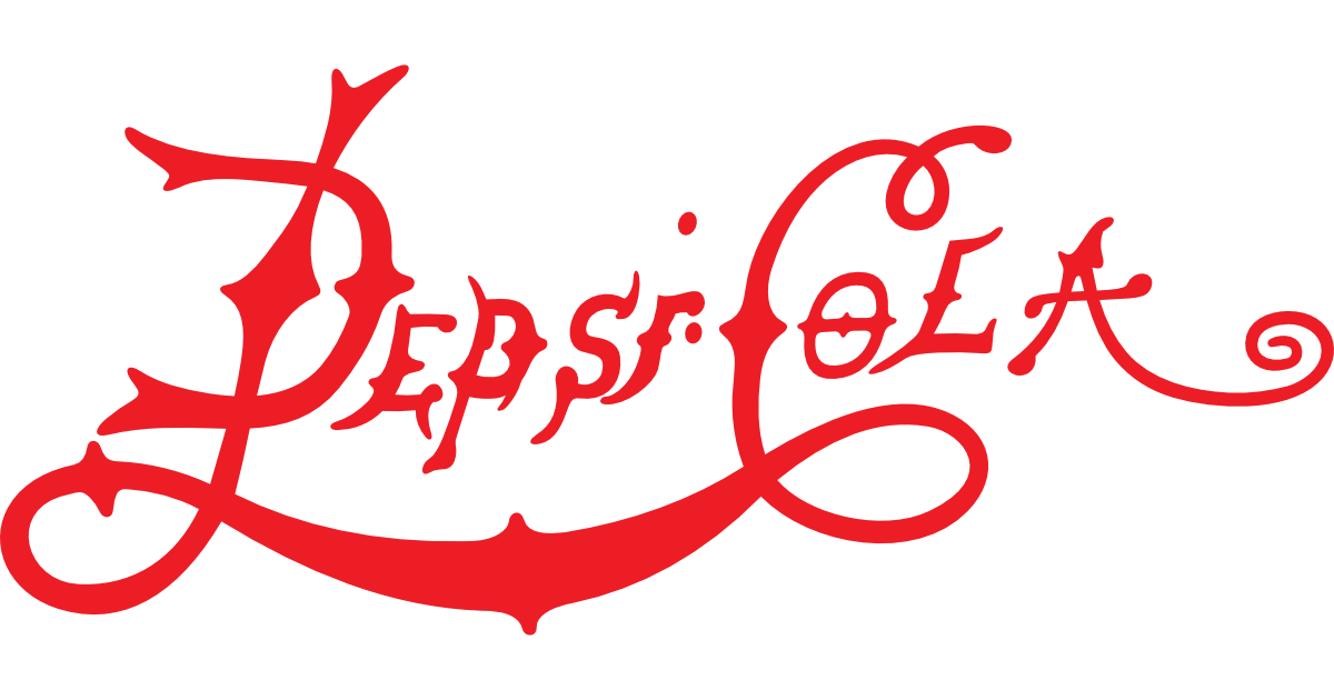 1898 Pepsi-Cola logo, ornate red spidery script wordmark