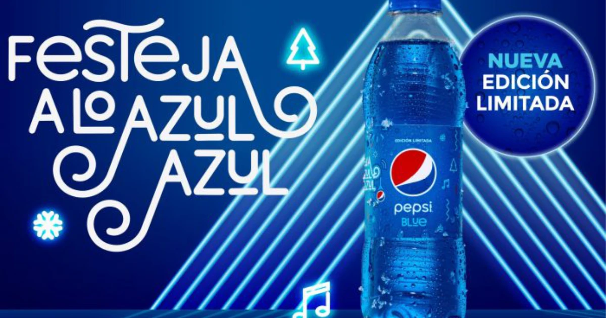 PepsiCo Spanish-language Pepsi Blue limited edition ad with blue bottle