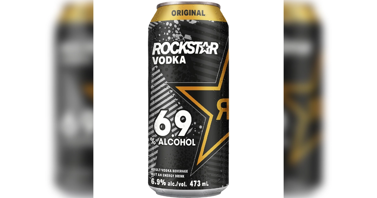 Rockstar Energy Rockstar Vodka 6.9% alcohol can in black and gold