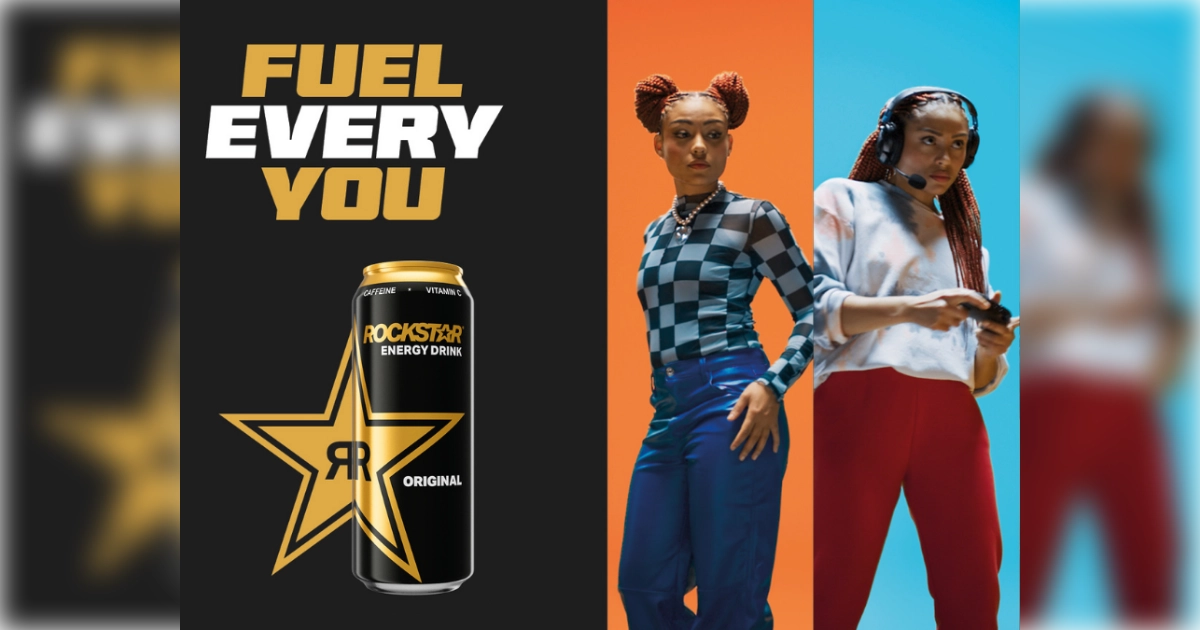 Rockstar Energy Rockstar Energy Fuel Every You ad with gold and black Original can