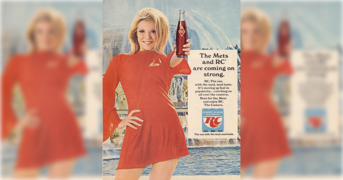 RC Cola Retro RC Cola ad, woman in red dress holding a bottle