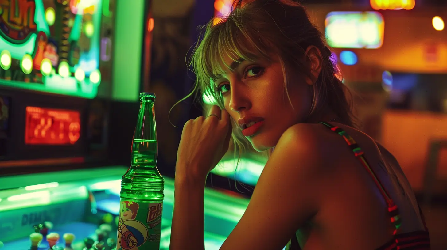 © History Oasis Girl Playing The Arcade Bottle Of Kick