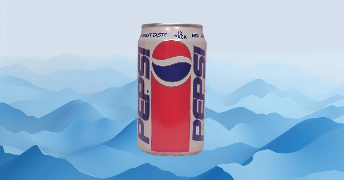 1990s Pepsi can with vertical logotype and red center panel