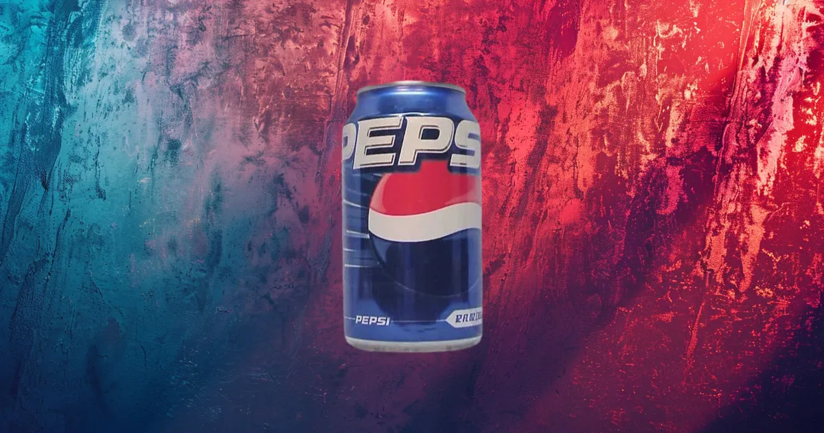2000s blue Pepsi can with slanted logotype above large globe
