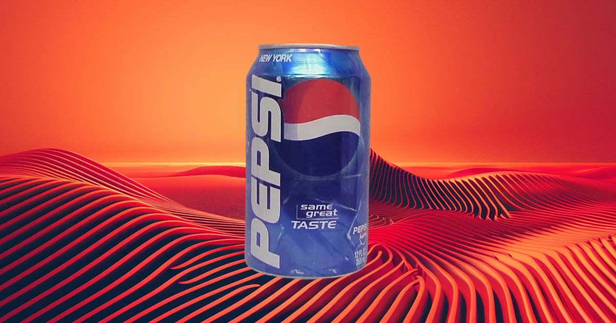 Late 1990s blue Pepsi can with vertical white logotype