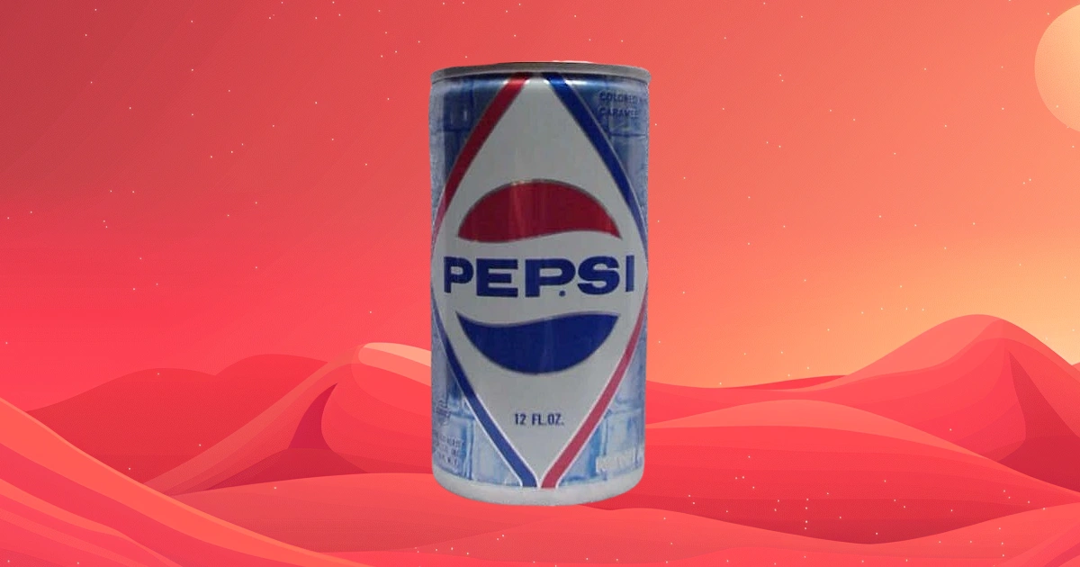 Vintage Pepsi can with globe logo inside a white diamond