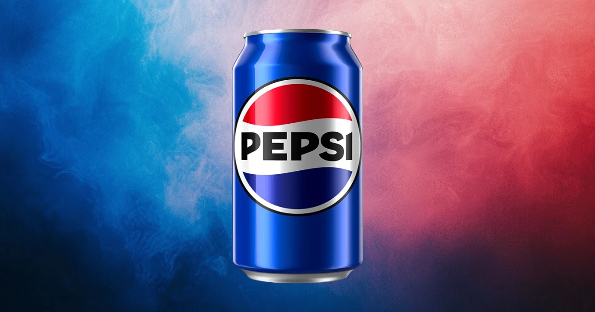 2023 Pepsi can with uppercase wordmark inside the globe logo
