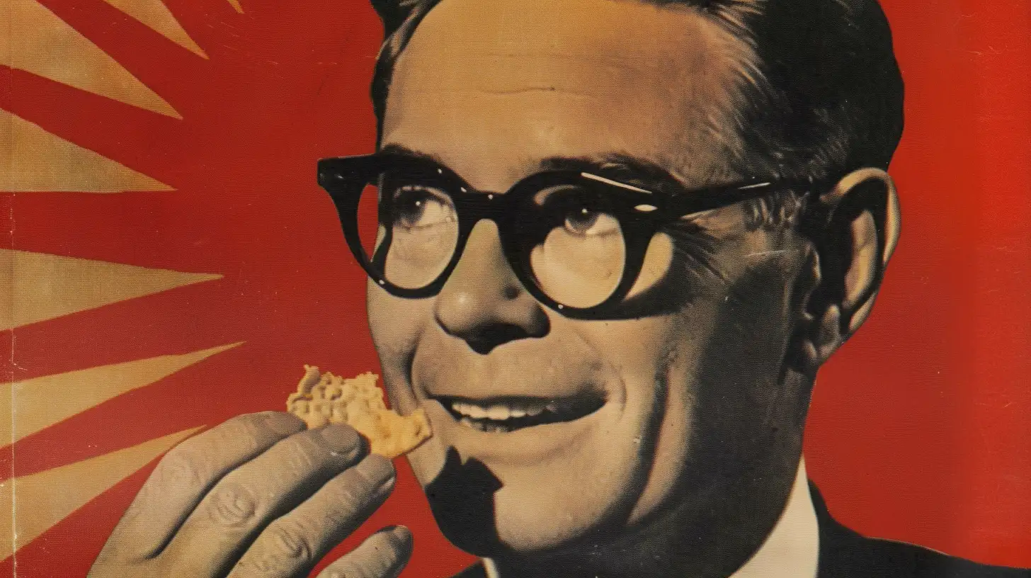 Retro portrait of a man in glasses eating a potato chip © History Oasis Retro portrait of a man in glasses eating a potato chip