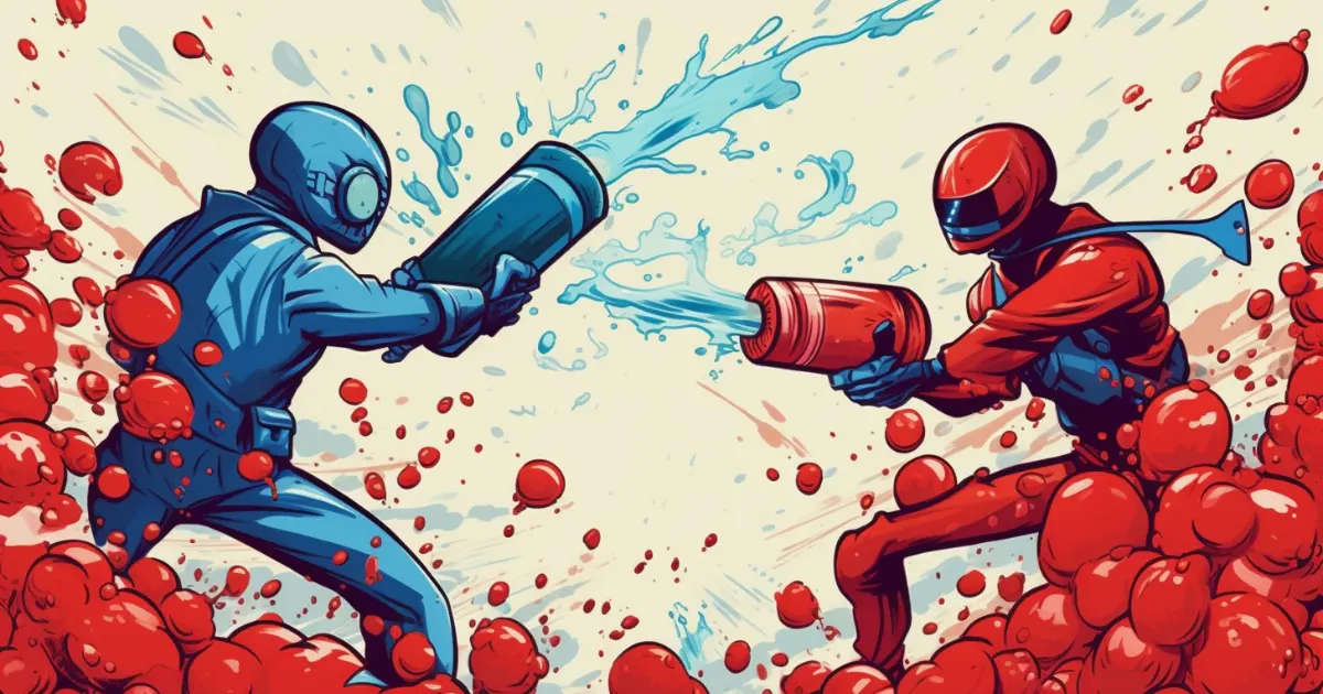 Cola wars illustration © History Oasis illustration of blue and red soda warriors battling in the cola wars