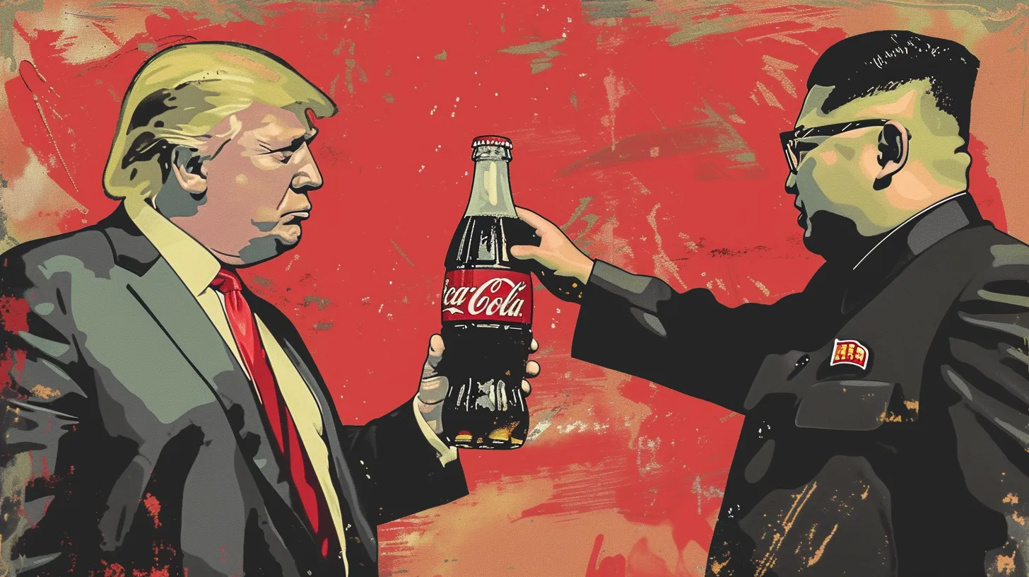 © History Oasis Donald Trump Handing A Coca Cola Bottle To Kim Jong Un
