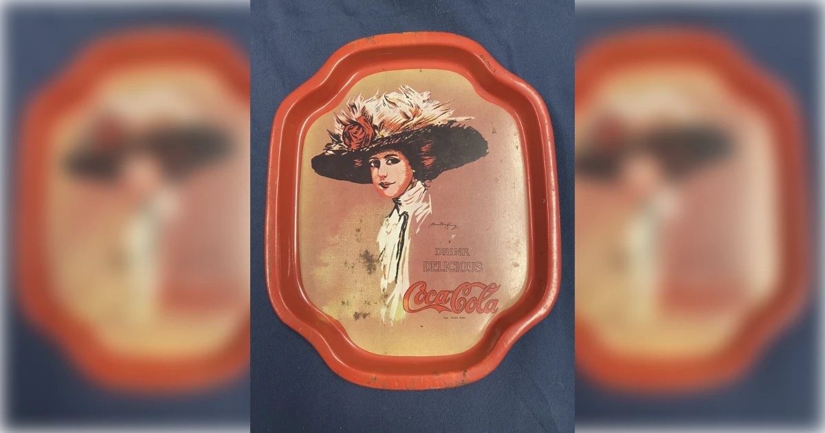 The Coca-Cola Company Vintage Coca-Cola metal serving tray with woman in plumed hat