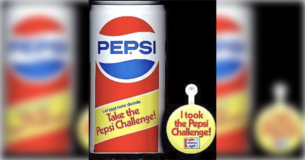 PepsiCo Vintage Pepsi can and button reading Take the Pepsi Challenge