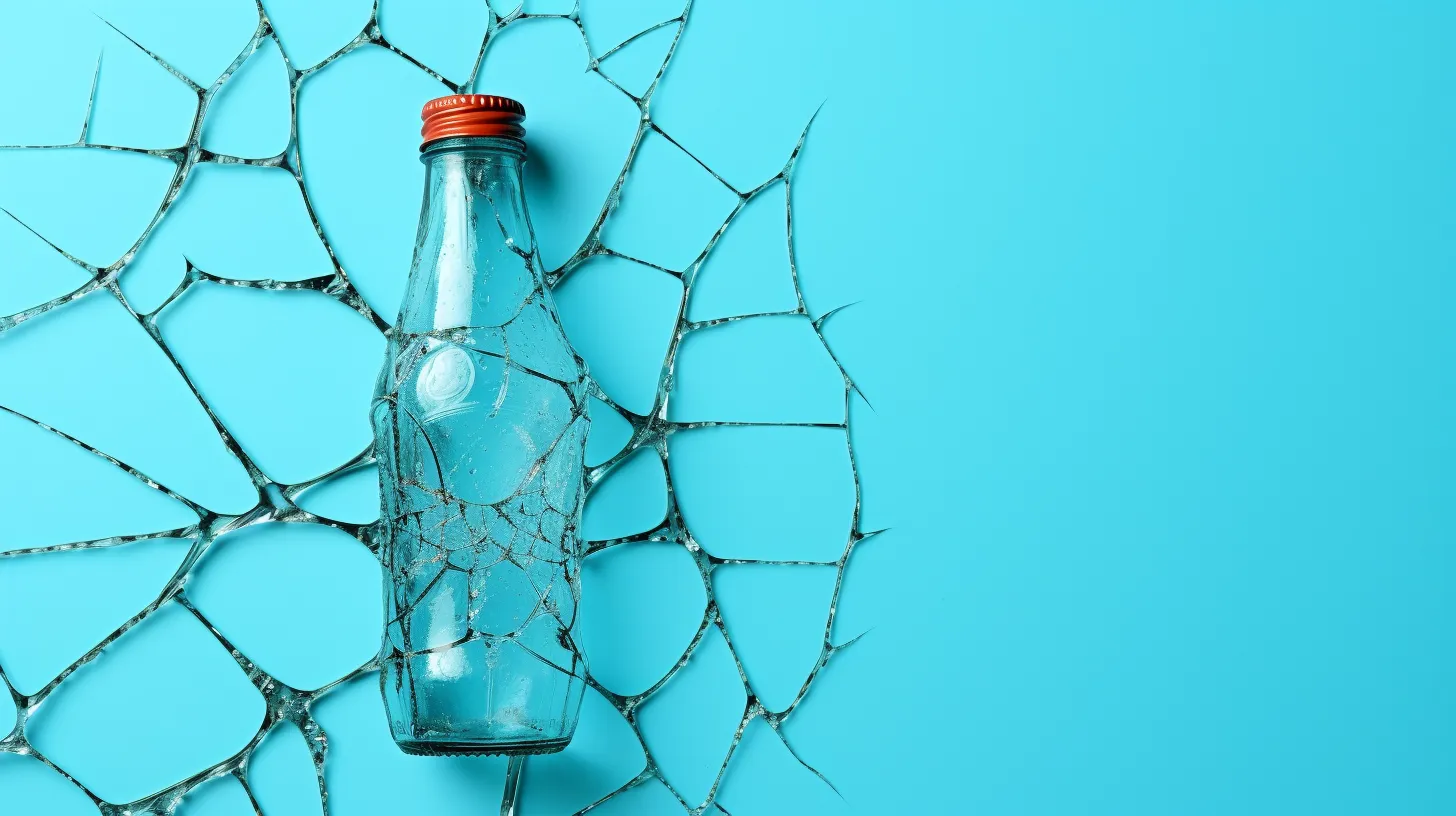 Empty soda bottle against cracked glass © History Oasis Empty glass soda bottle over a cracked glass pattern