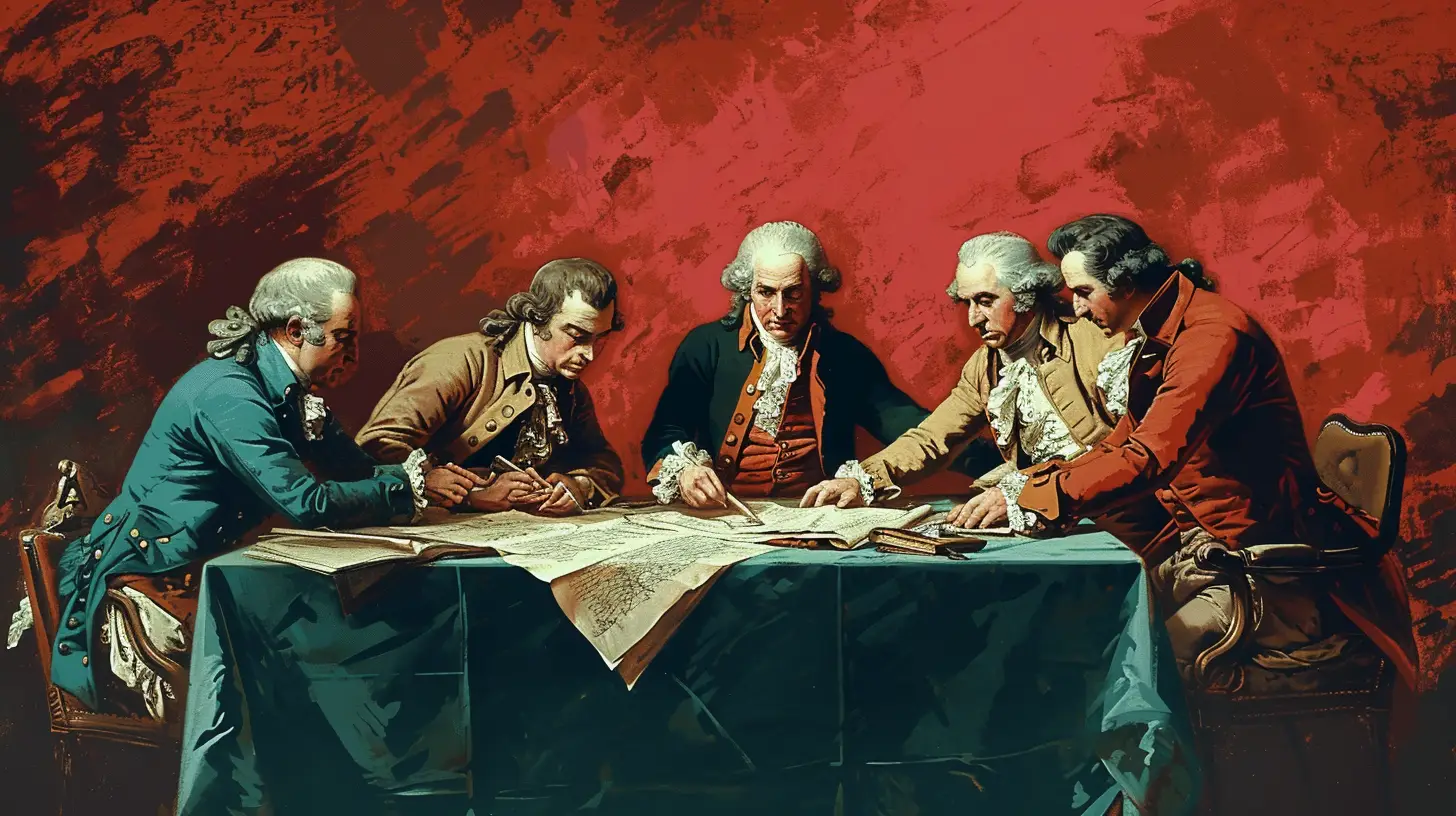 © History Oasis A Group Of Men Signing A Treaty Of Paris 1763