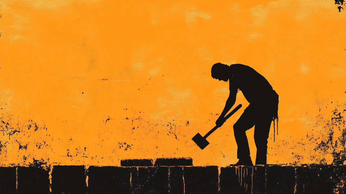 Mesopotamian Bricklayer Using A Trowel