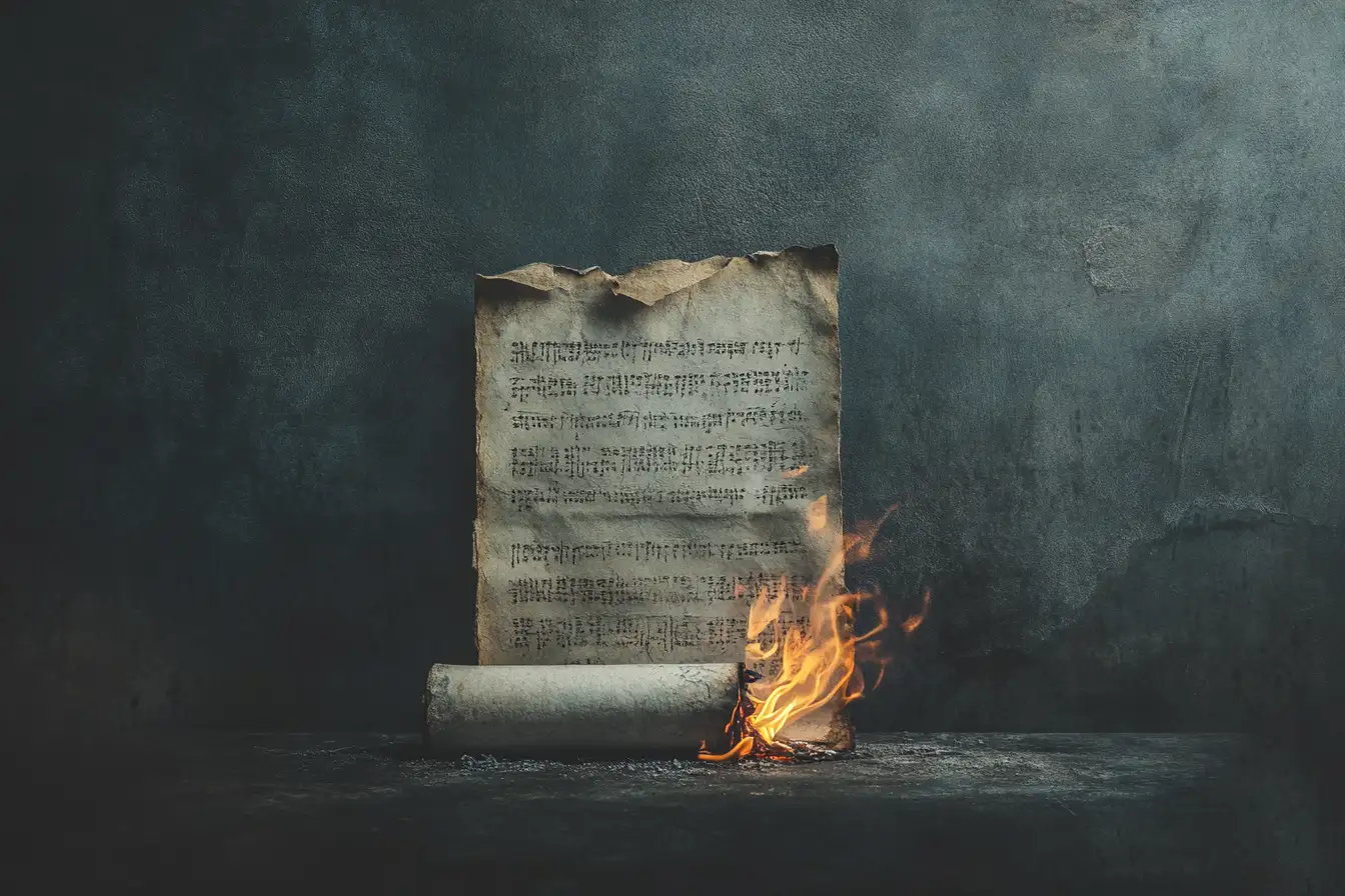 © History Oasis An Ancient Scroll Burning