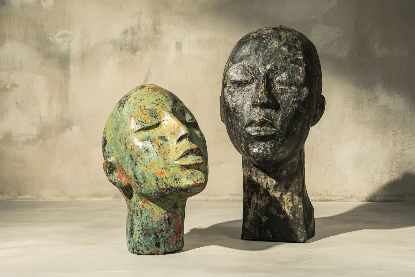 © History Oasis Lifelike Bronze Heads Africa 12th Century