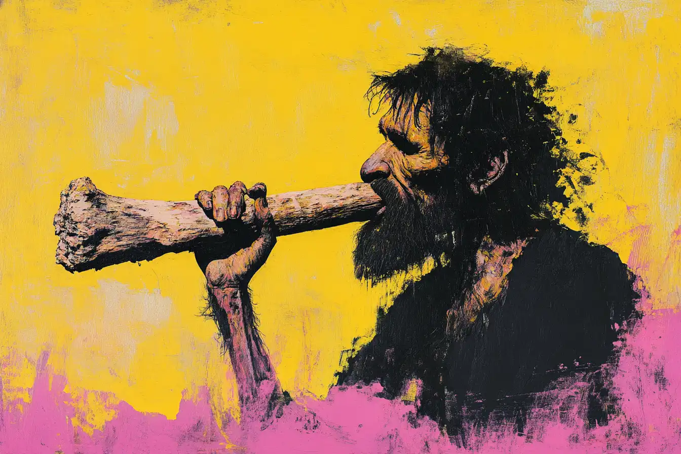 © History Oasis A Neanderthal Chewing On A Human Bone