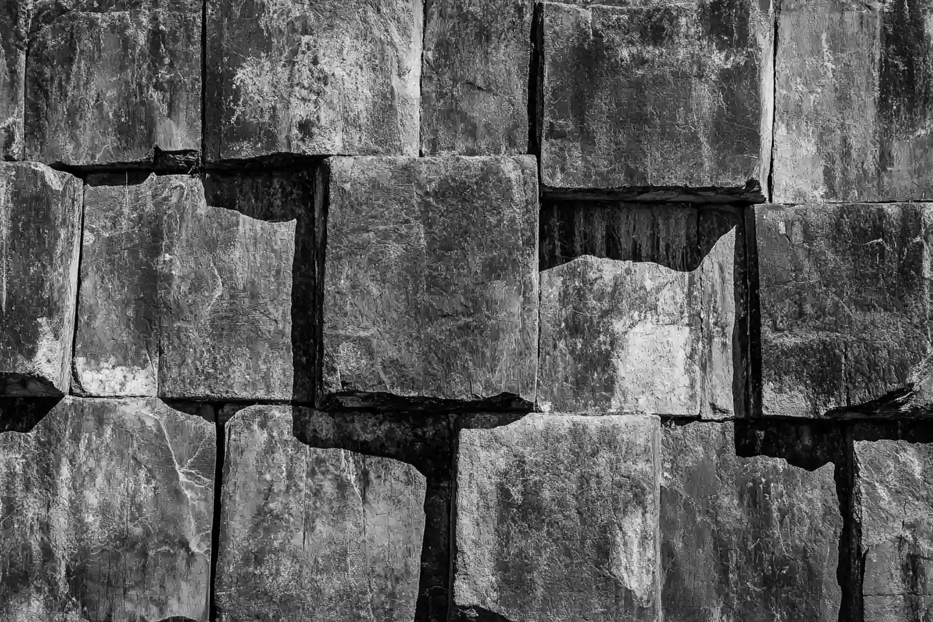 Fitted megalithic stone blocks © History Oasis Close-up of massive tightly fitted stone blocks in a mortarless wall