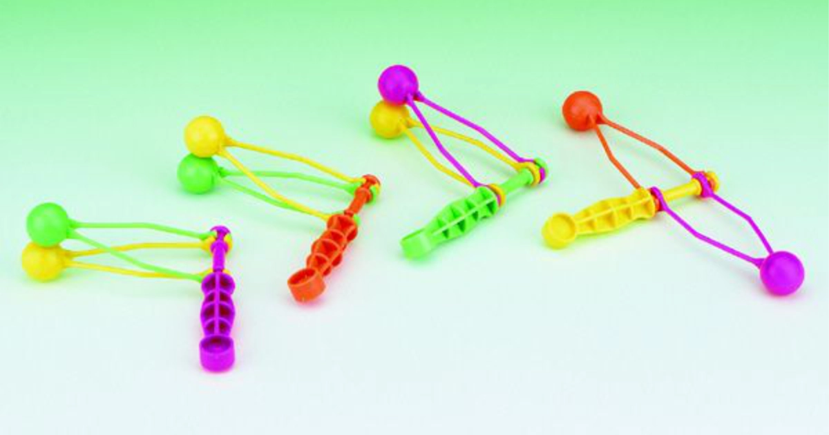 Clakers Colorful plastic clacker balls on strings with handle grips