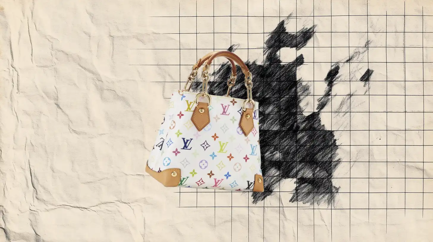 Murakami's Multicolore monogram, pulled in 2015 and back on sale since January 2025 — Louis Vuitton A Louis Vuitton Monogram Multicolore handbag in Takashi Murakami's 33-color monogram on white canvas