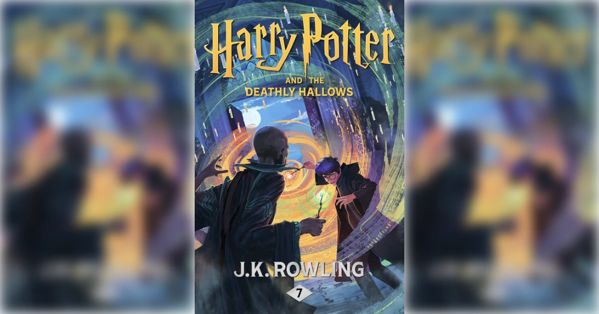 Harry Potter and the Deathly Hallows cover with bald Voldemort