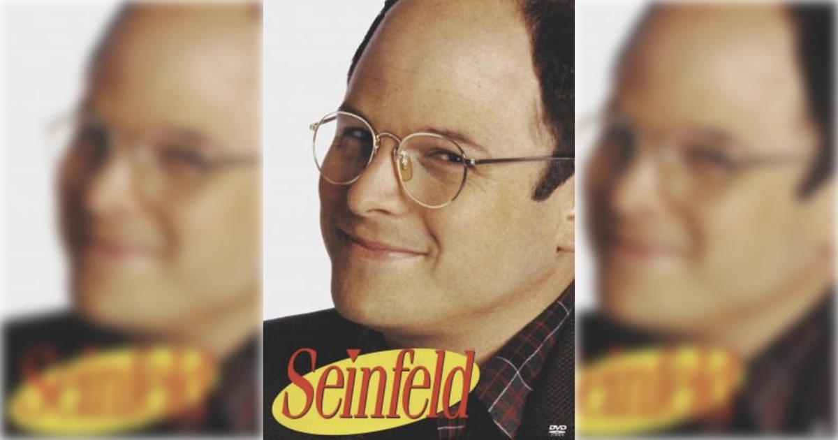 George Costanza on a Seinfeld DVD cover, balding man in glasses