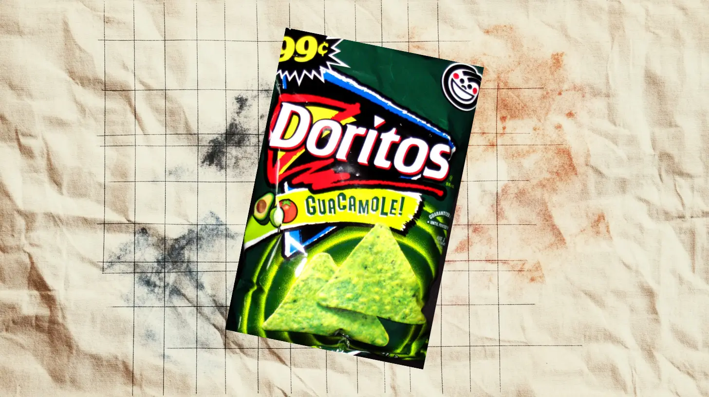 Green Doritos Guacamole bag with avocado and green tortilla chips
