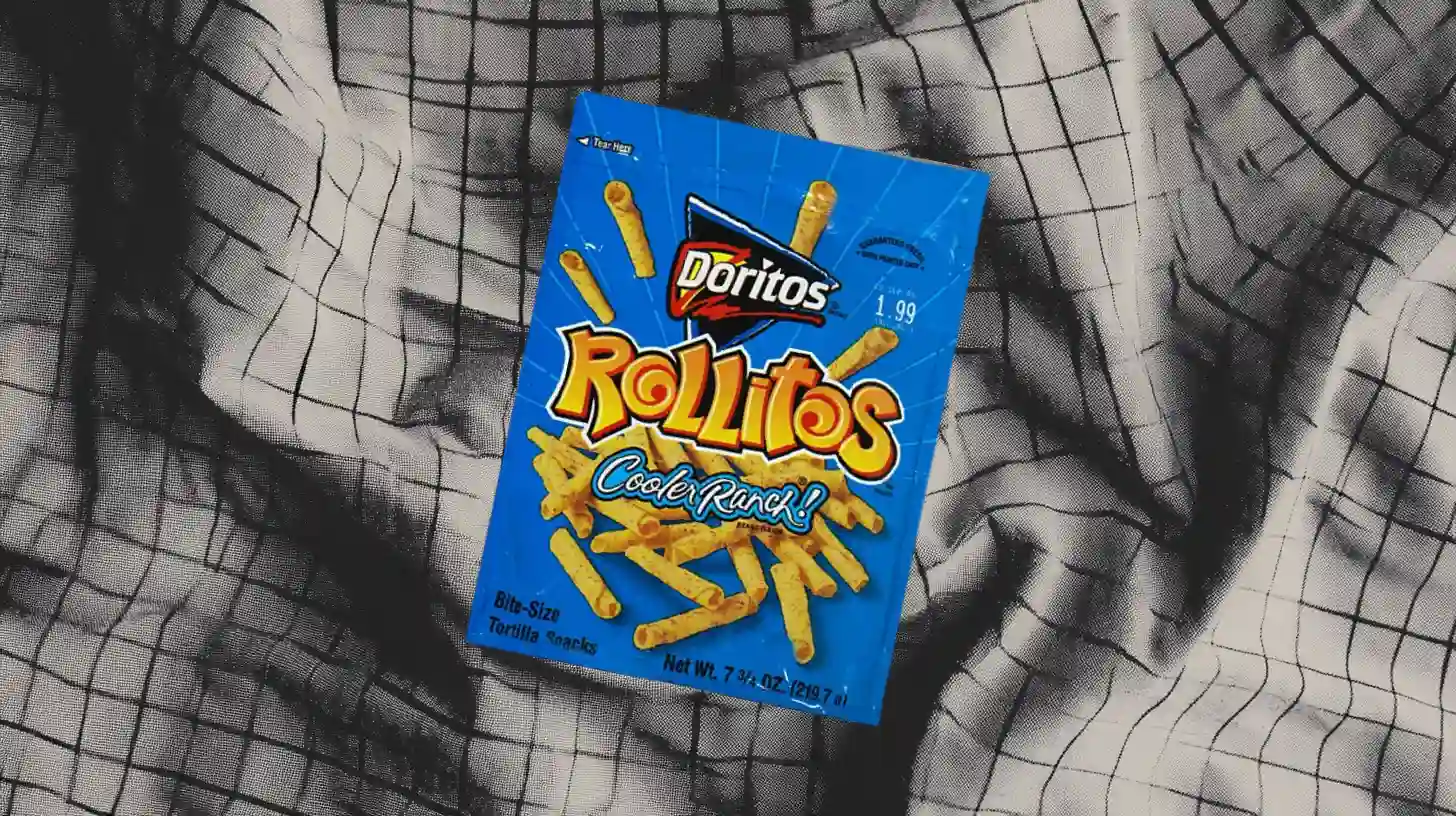 Blue Doritos Rollitos Cooler Ranch bag of rolled bite-size tortilla snacks