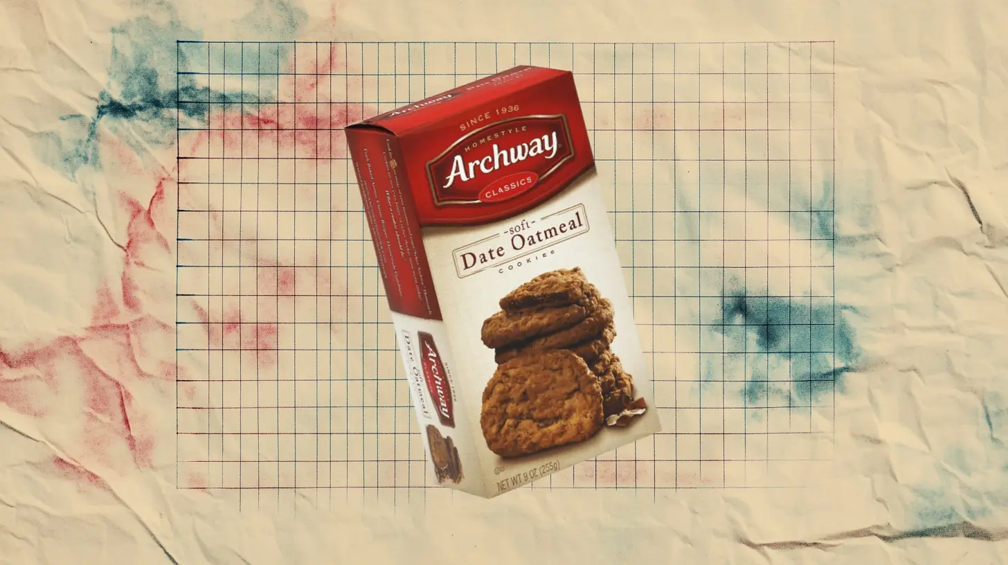 Archway Classics Soft Date Oatmeal cookies box with a stack of oatmeal cookies on the front