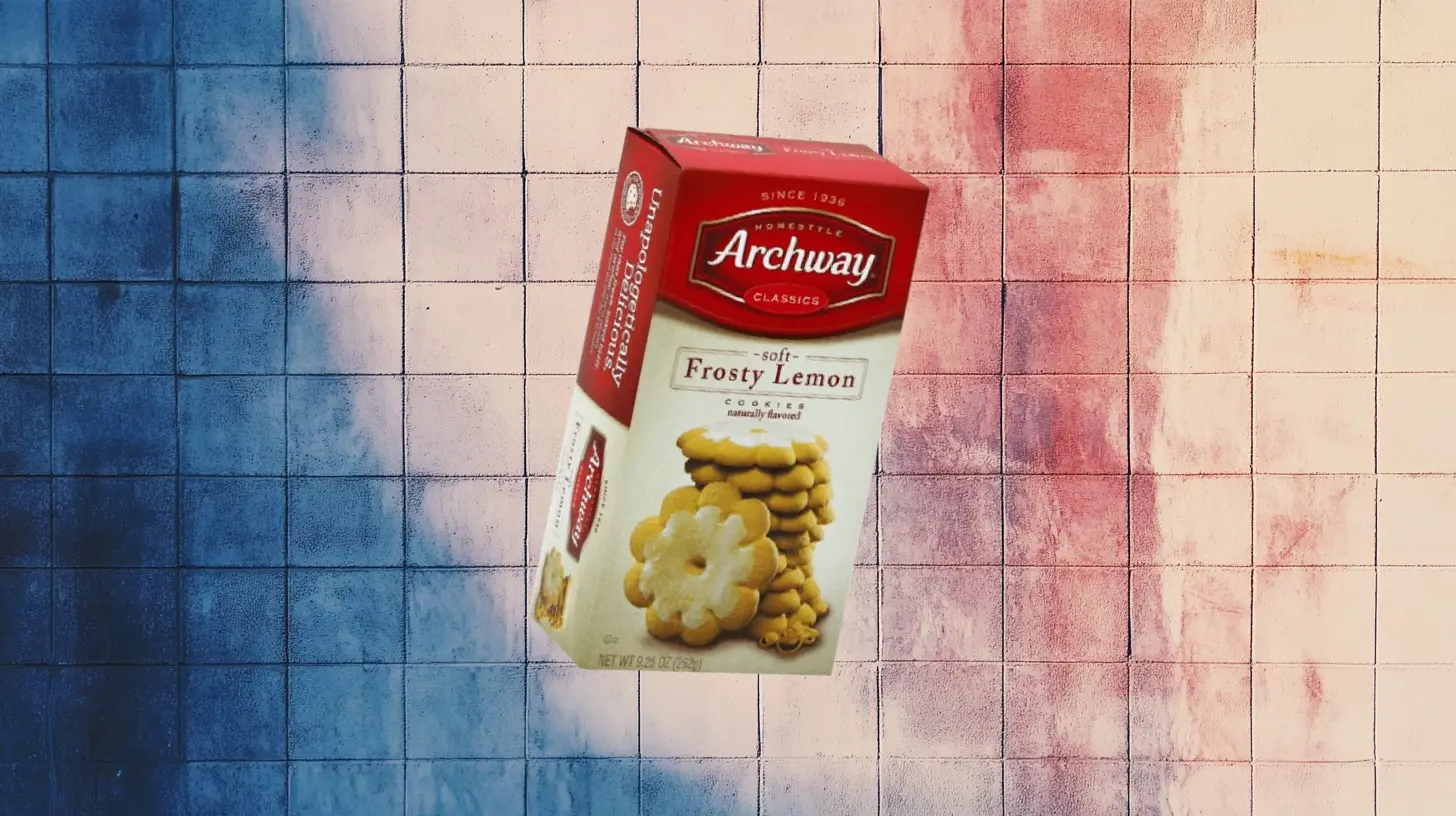 Archway Classics Soft Frosty Lemon cookies box with glazed flower-shaped lemon cookies