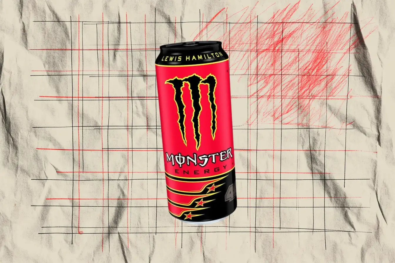 The red Monster Lewis Hamilton 44 can — Monster Energy Red Monster Lewis Hamilton 44 energy drink can