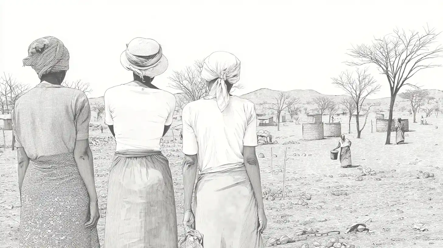 Drawing of African farmers / © History Oasis Dove S CARE Partnership For Women S Empowerment