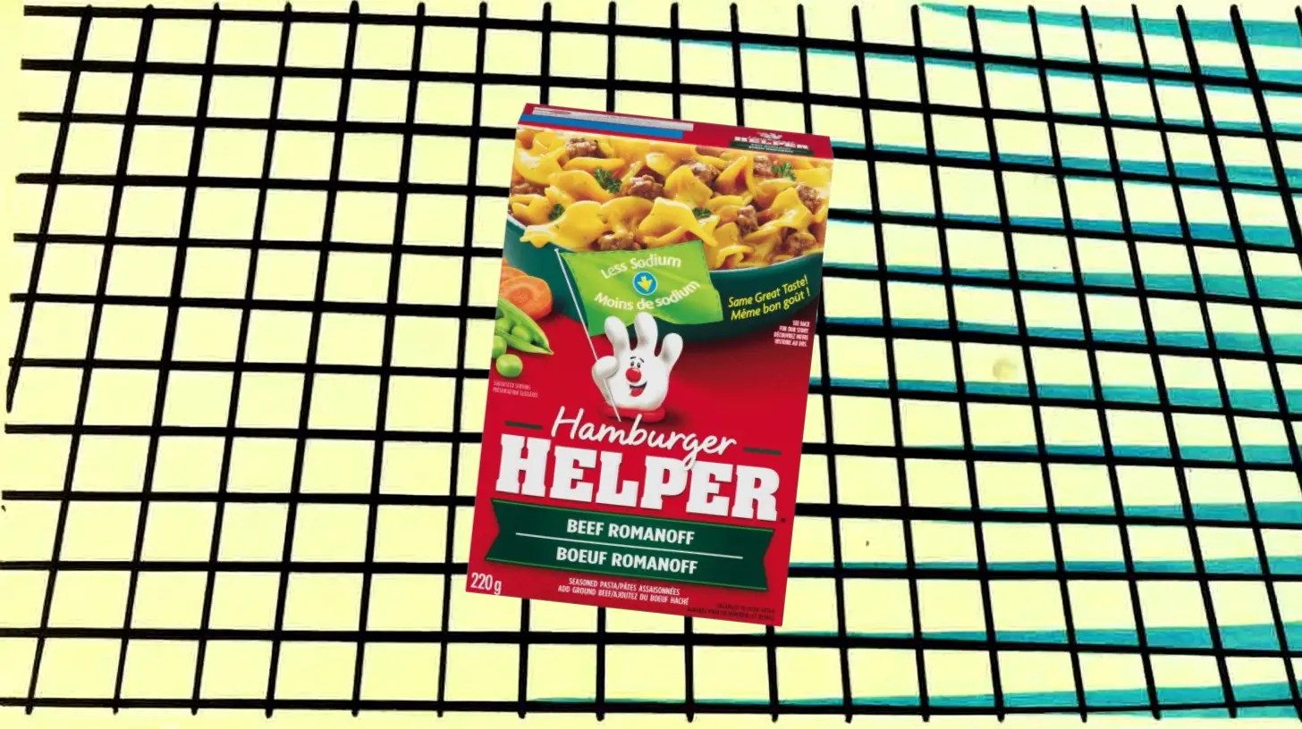 Modern bilingual Canadian Hamburger Helper Beef Romanoff box
