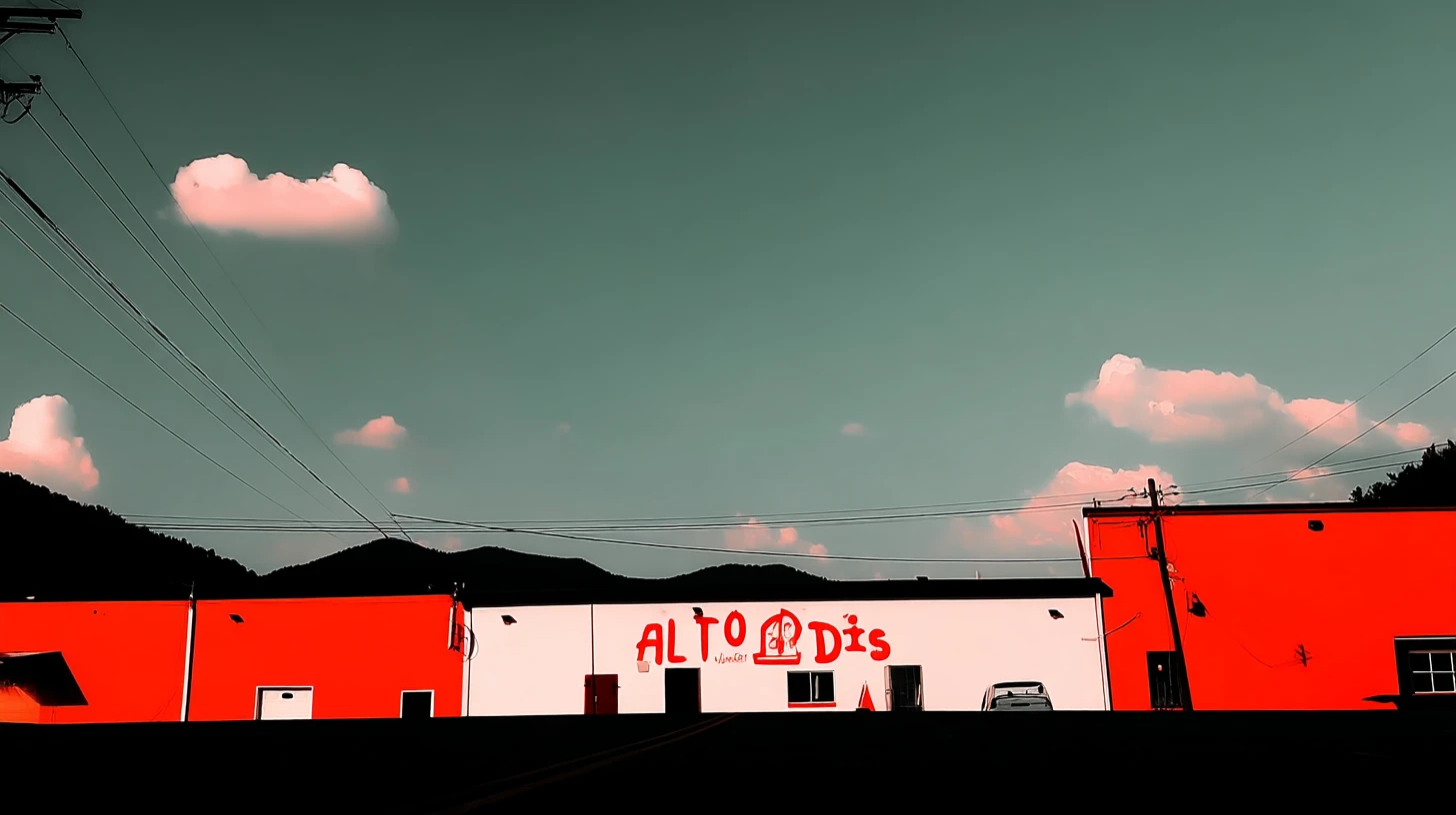 Altoids factory building © History Oasis Red and white factory building with painted Altoids sign