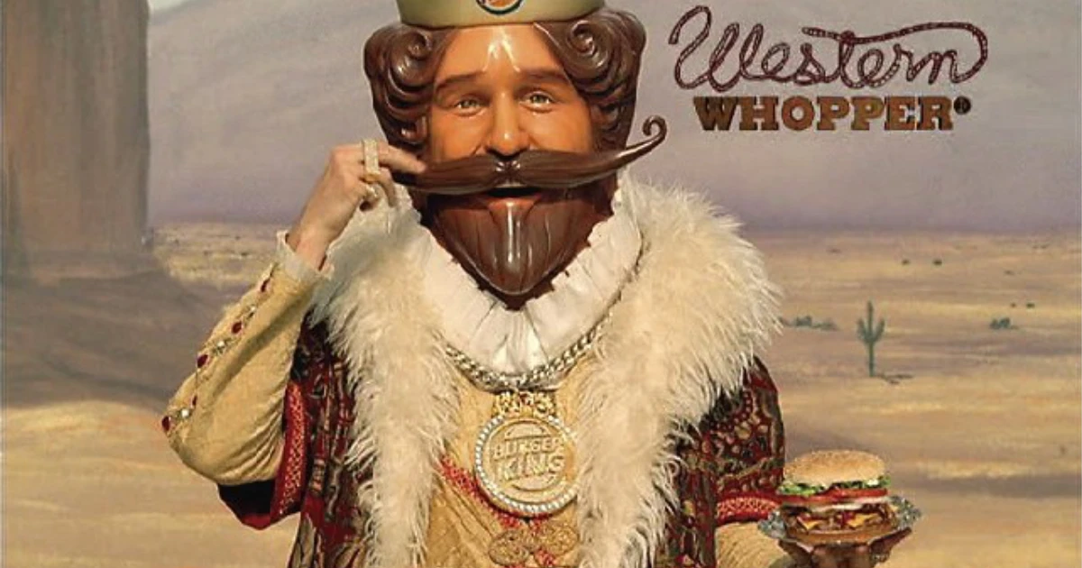 Burger King Burger King mascot the King in desert with Western Whopper ad