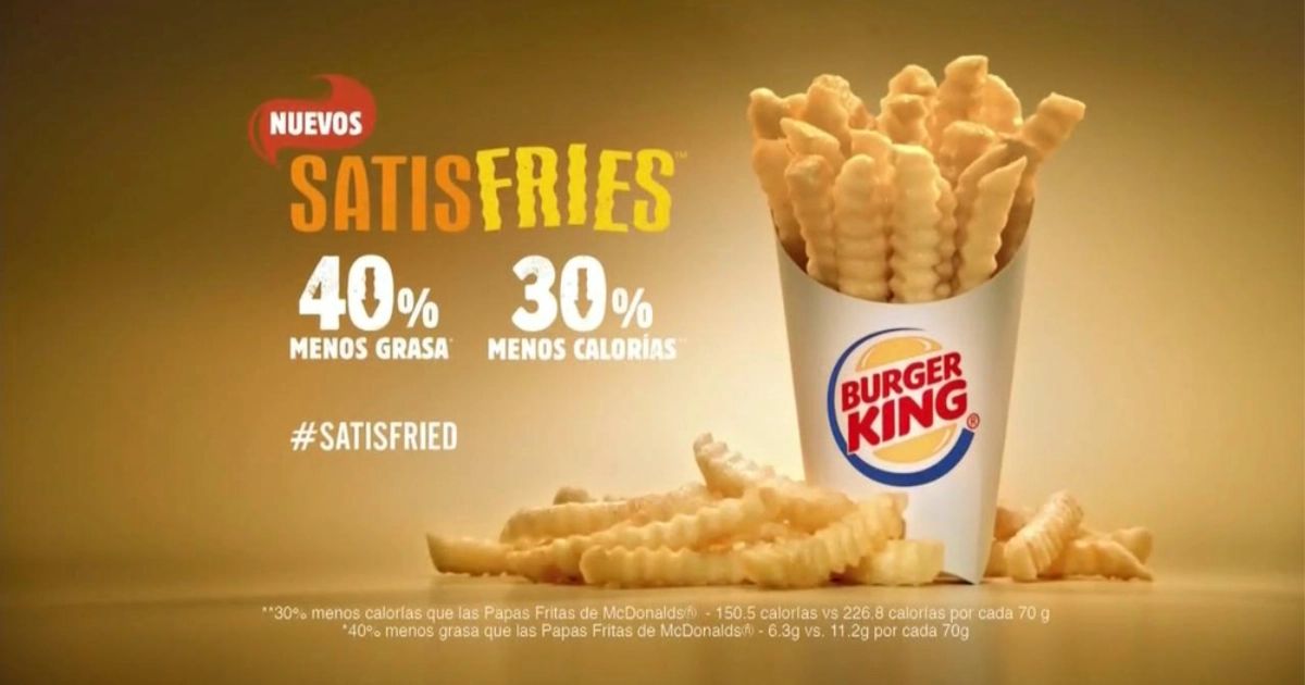 Burger King Burger King Satisfries crinkle-cut fries carton in Spanish-language ad
