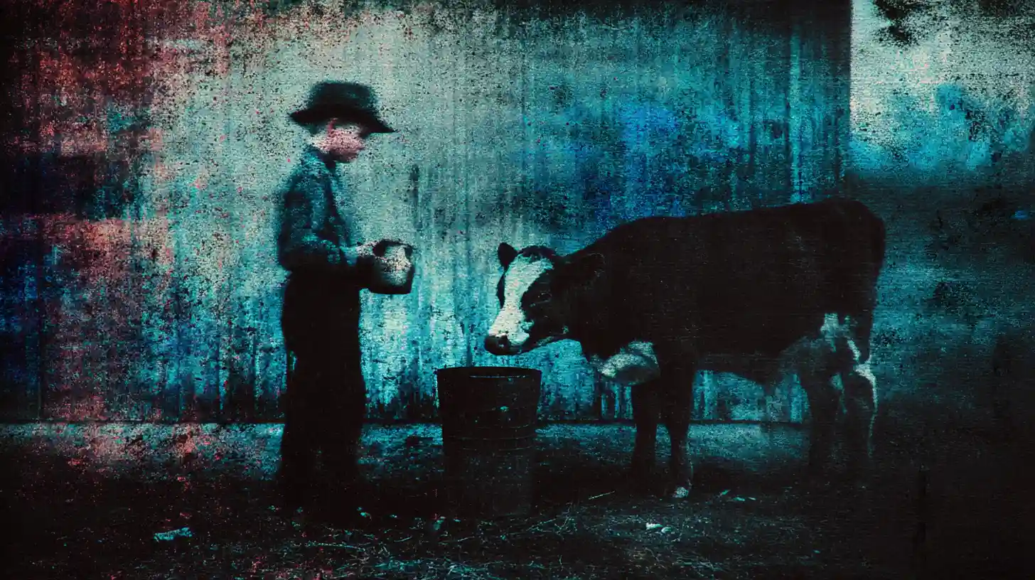 © History Oasis Young Sam Walton Milking A Cow